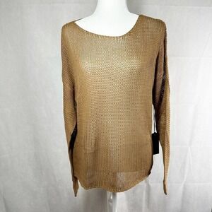 One Teaspoon Luxe Wide French Knit Top Tan Size Medium